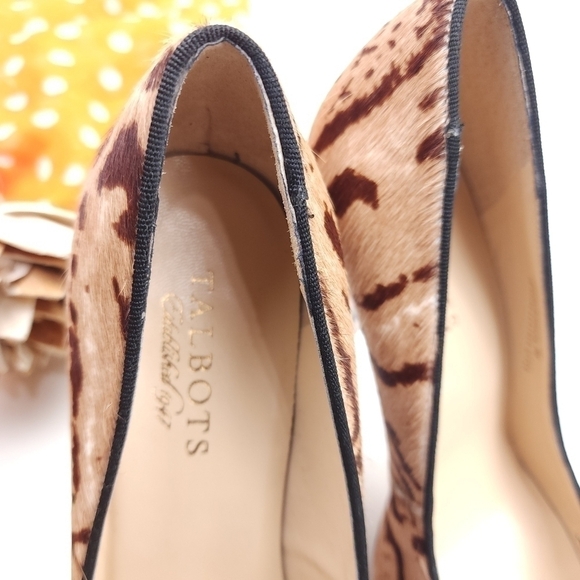 Talbots Animal Print Calf Fur High Heels Sz 8b - Picture 5 of 12